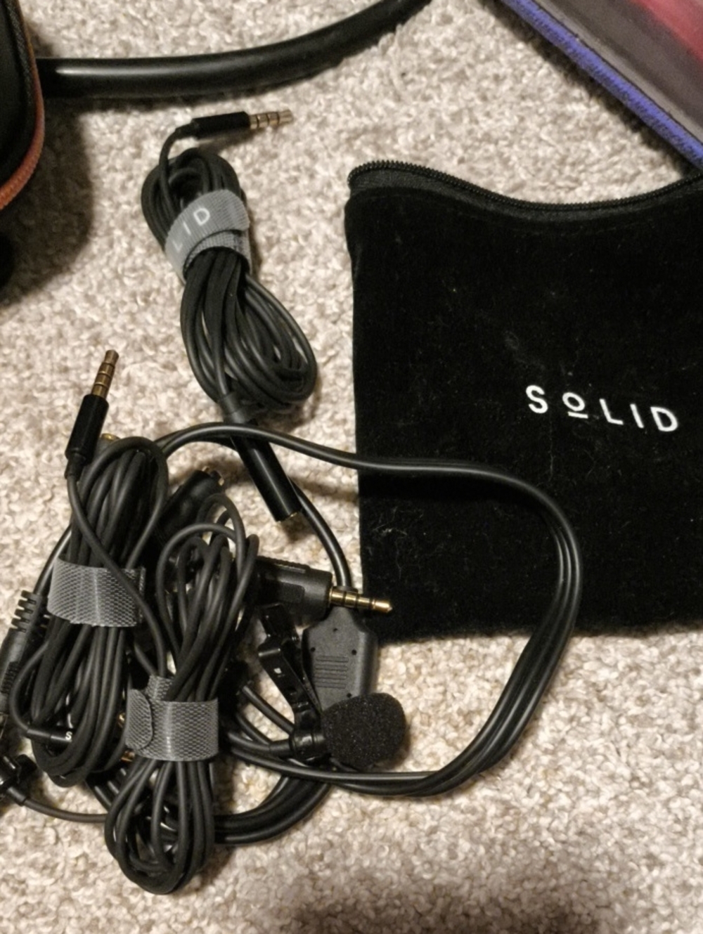 Solid Black Wired Audio Cable and Clip-On Lav  Microphone Kit